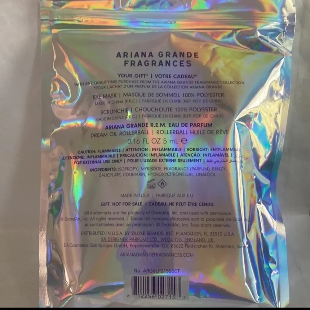 ARIANA GRANDE 3p Dream Kit R.E.M., Sleep Mask, Scrunchie Set NIP Sealed